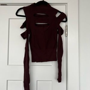 Maroon Cutout Top